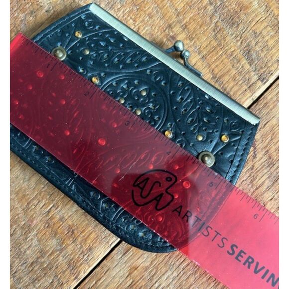 Vintage wallet - Genuine Leather and gemstone- snap closure - Picture 5 of 5